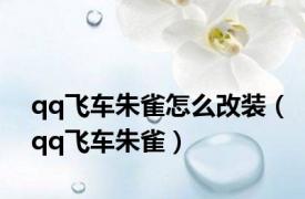 qq飞车朱雀怎么改装（qq飞车朱雀）