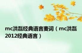 mc洪磊经典语言麦词（mc洪磊2012经典语言）