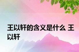 王以轩的含义是什么 王以轩 