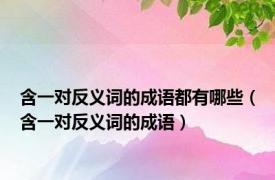 含一对反义词的成语都有哪些（含一对反义词的成语）