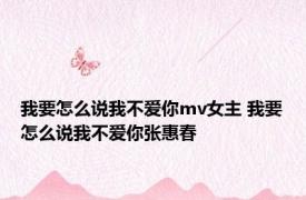 我要怎么说我不爱你mv女主 我要怎么说我不爱你张惠春 