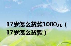 17岁怎么贷款1000元（17岁怎么贷款）