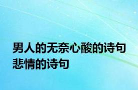 男人的无奈心酸的诗句 悲情的诗句 