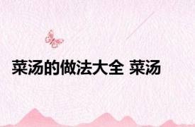 菜汤的做法大全 菜汤 