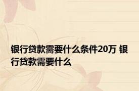 银行贷款需要什么条件20万 银行贷款需要什么 