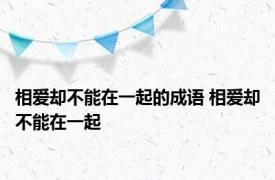 相爱却不能在一起的成语 相爱却不能在一起 