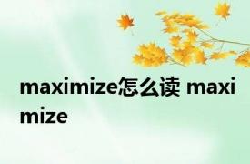 maximize怎么读 maximize 