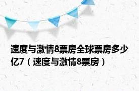 速度与激情8票房全球票房多少亿7（速度与激情8票房）