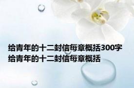 给青年的十二封信每章概括300字 给青年的十二封信每章概括 