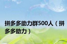 拼多多助力群500人（拼多多助力）