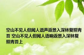 空山不见人但闻人语声返景入深林复照青苔 空山不见人但闻人语响返景入深林复照青苔上 