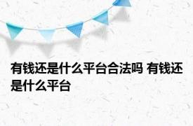 有钱还是什么平台合法吗 有钱还是什么平台 