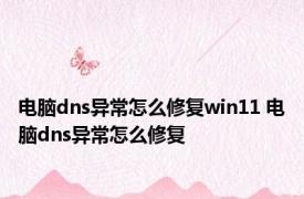 电脑dns异常怎么修复win11 电脑dns异常怎么修复 