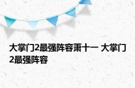 大掌门2最强阵容萧十一 大掌门2最强阵容 