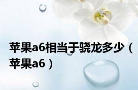 苹果a6相当于骁龙多少（苹果a6）