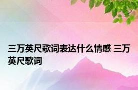 三万英尺歌词表达什么情感 三万英尺歌词 