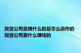 投资公司是做什么的是怎么运作的 投资公司靠什么赚钱的 