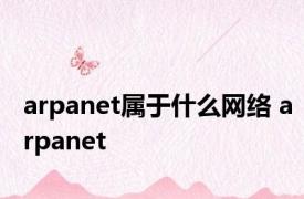 arpanet属于什么网络 arpanet 