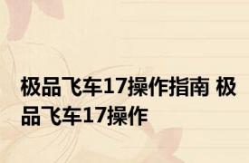 极品飞车17操作指南 极品飞车17操作 