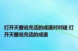 打开天窗说亮话的成语对对碰 打开天窗说亮话的成语 