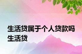 生活贷属于个人贷款吗 生活贷 