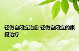 轻微自闭症治愈 轻微自闭症的康复治疗 