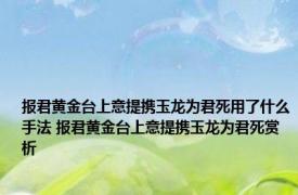 报君黄金台上意提携玉龙为君死用了什么手法 报君黄金台上意提携玉龙为君死赏析 