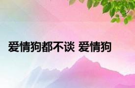 爱情狗都不谈 爱情狗 