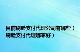 目前刷脸支付代理公司有哪些（刷脸支付代理哪家好）