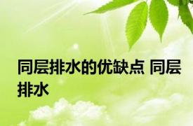 同层排水的优缺点 同层排水 