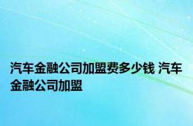 汽车金融公司加盟费多少钱 汽车金融公司加盟 