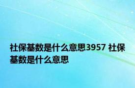 社保基数是什么意思3957 社保基数是什么意思 