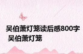 吴伯萧灯笼读后感800字 吴伯萧灯笼 