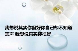 我想说其实你很好你自己却不知道美声 我想说其实你很好 