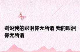 别说我的眼泪你无所谓 我的眼泪你无所谓 