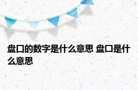 盘口的数字是什么意思 盘囗是什么意思 