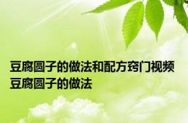 豆腐圆子的做法和配方窍门视频 豆腐圆子的做法 