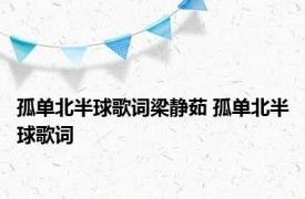 孤单北半球歌词梁静茹 孤单北半球歌词 