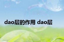 dao层的作用 dao层 