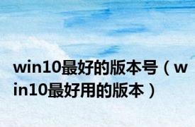 win10最好的版本号（win10最好用的版本）