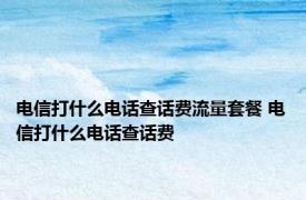 电信打什么电话查话费流量套餐 电信打什么电话查话费 