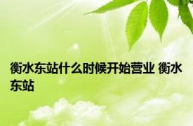 衡水东站什么时候开始营业 衡水东站 