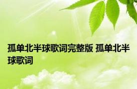 孤单北半球歌词完整版 孤单北半球歌词 