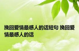 挽回爱情最感人的话短句 挽回爱情最感人的话 