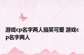 游戏cp名字两人搞笑可爱 游戏cp名字两人 