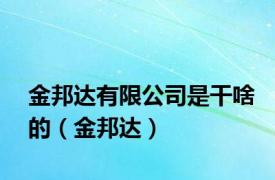 金邦达有限公司是干啥的（金邦达）