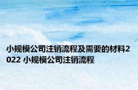 小规模公司注销流程及需要的材料2022 小规模公司注销流程 