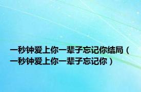 一秒钟爱上你一辈子忘记你结局（一秒钟爱上你一辈子忘记你）