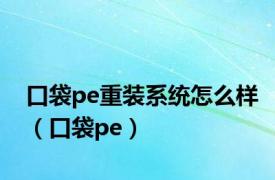 口袋pe重装系统怎么样（口袋pe）