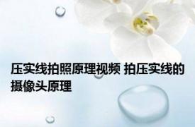 压实线拍照原理视频 拍压实线的摄像头原理 